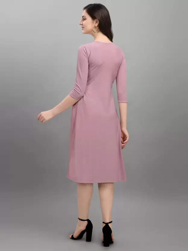 Shopsy Elegant Purple Fit & Flare Dress - Comfort & Style Shopsy Elegant Purple Fit & Flare Dress - Comfort & Style - Image 2