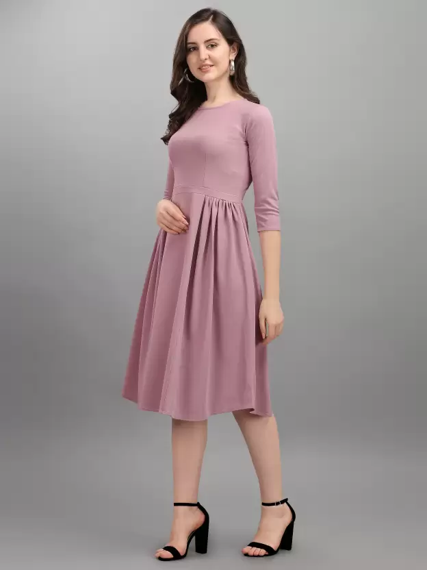 Shopsy Elegant Purple Fit & Flare Dress - Comfort & Style Shopsy Elegant Purple Fit & Flare Dress - Comfort & Style - Image 3