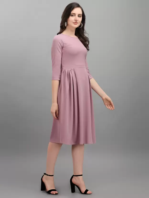 Shopsy Elegant Purple Fit & Flare Dress - Comfort & Style Shopsy Elegant Purple Fit & Flare Dress - Comfort & Style - Image 4