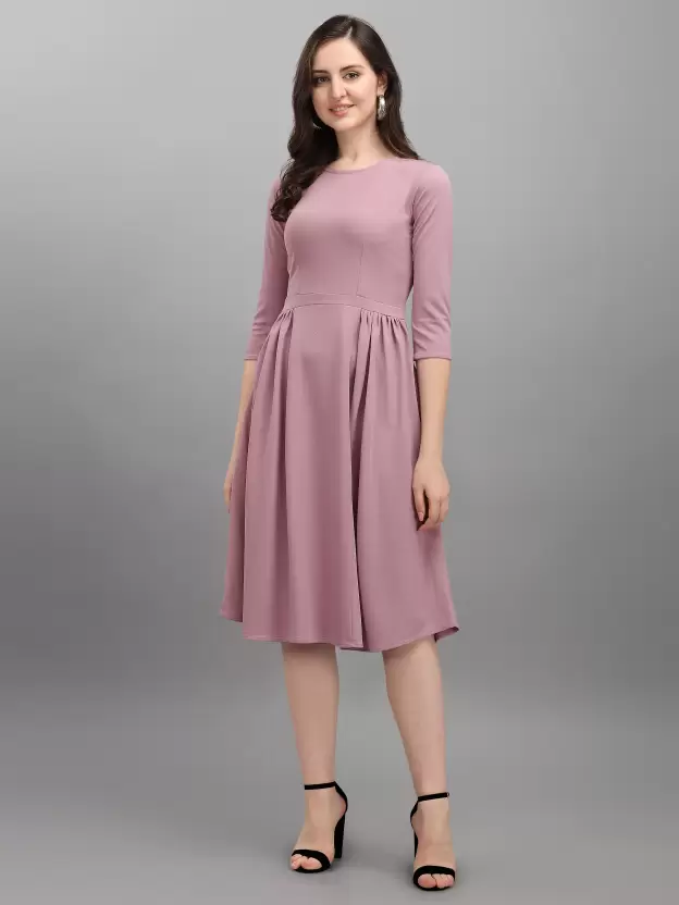 Shopsy Elegant Purple Fit & Flare Dress - Comfort & Style Shopsy Elegant Purple Fit & Flare Dress - Comfort & Style - Image 5