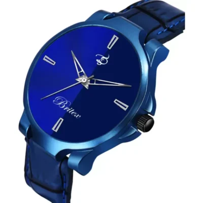 Alternative view of BRITEX All Blue Leather Men's Quartz Watch - Timeless Elegance