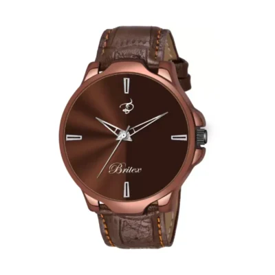 BRITEX Leather Strap All Brown Men Quartz Watch - Timeless Elegance