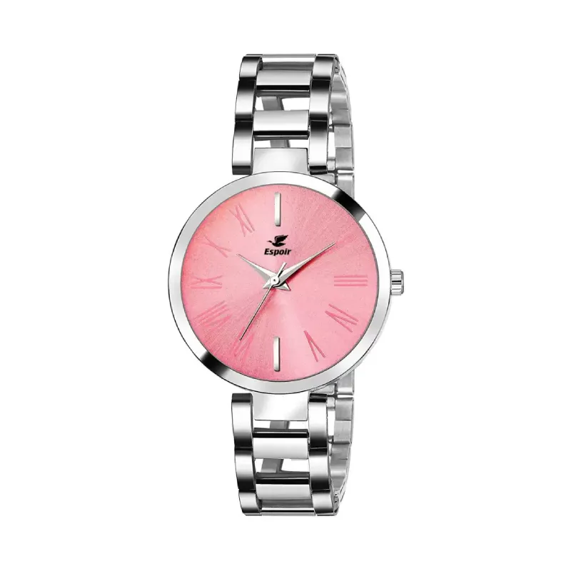 Espoir Stainless Steel Silver with Pink Dial Analog Watch For Women Espoir Stainless Steel Silver with Pink Dial Analog Watch For Women