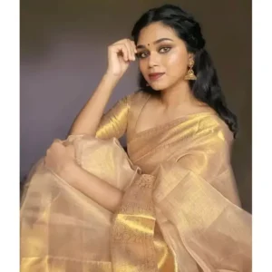 Fancy Moga Check Tissue Jari Mangalm Silk Saree