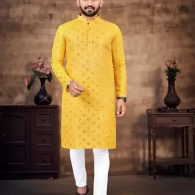 Alternative view of Festival Mirror Work Cotton Kurta Set