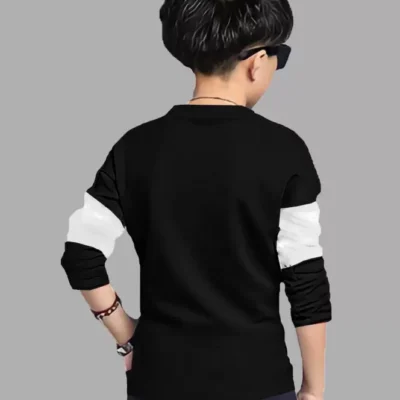 Alternative view of Stylish Full Sleeve Black Boys Clothing Set - Trendy Cotton Outfit