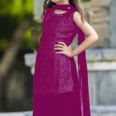 Alternative view of Girls Festive & Party Kurta and Palazzos Set for Kids - Elegant Georgette Ethnic Wear