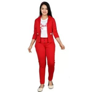 Alternative view of Girls Stylish Three-Piece Fashion Set: White Queen T-Shirt, Jacket & Pants