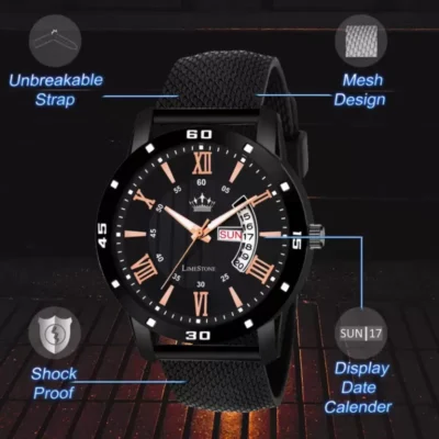 LIMESTONE All Black Mesh Quartz Watch - Timeless Elegance for Every Occasion