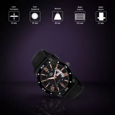 LIMESTONE All Black Mesh Quartz Watch - Timeless Elegance for Every Occasion
