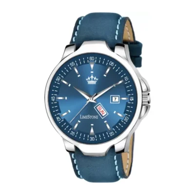 LIMESTONE Blue Avatar Leather Strap Quartz Watch - For Stylish Men