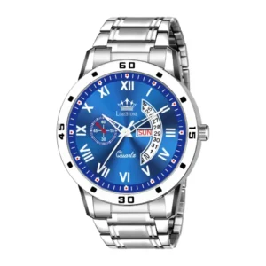 LIMESTONE Colorful Men Blue Metal Analog Watch - Sunray Blue Dial, Silver Chain Strap