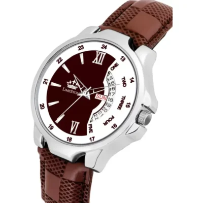 Alternative view of LIMESTONE Brown Day and Date Check Pattern Men's Quartz Watch