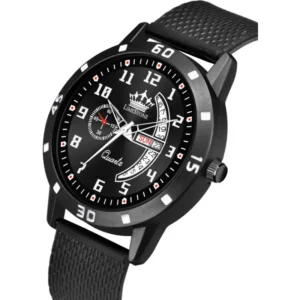 Alternative view of LIMESTONE Classy Men Black Silicon Analog Watch - Mesh Strap, Day & Date, Water Resistant