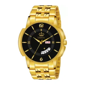 LIMESTONE Day & Date Gold-Plated Quartz Watch for Men