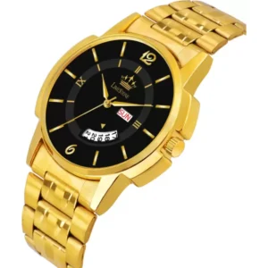 Alternative view of LIMESTONE Day & Date Gold-Plated Quartz Watch for Men