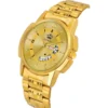 LIMESTONE Day & Date Original HMTS Gold Plated Adjustable HMTS Bracelet Quartz Analog Watch for Men