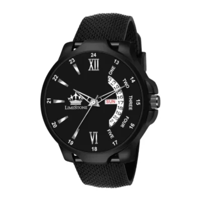 LIMESTONE Classic Men Black Silicon Analog Watch - Timeless Elegance