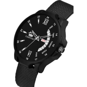 Alternative view of LIMESTONE Classic Men Black Silicon Analog Watch - Timeless Elegance