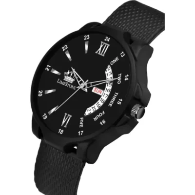 Alternative view of LIMESTONE Classic Men Black Silicon Analog Watch - Timeless Elegance