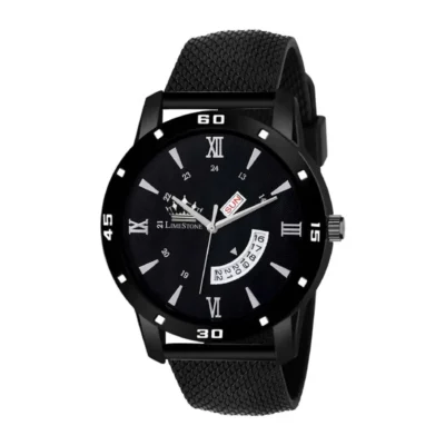 LIMESTONE Mesh Strap All Black Quartz Watch - Stylish Men's Timepiece