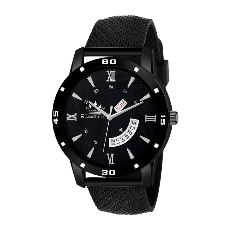 LIMESTONE Mesh Strap All Black Quartz Watch - Stylish Men's Timepiece LIMESTONE Mesh Strap All Black Quartz Watch - Stylish Men's Timepiece