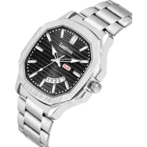 Alternative view of LIMESTONE OTUS 3D Vintage Day and Date Stainless Steel Quartz Analog Watch - Black Dial