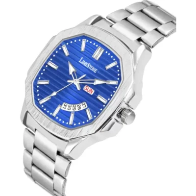 Alternative view of LIMESTONE OTUS 3D Vintage Day and Date Stainless Steel Quartz Analog Watch - Blue Dial