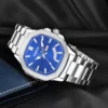 LIMESTONE OTUS 3D Vintage Day and Date Stainless Steel Quartz Analog Watch - Blue Dial