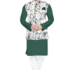 Men's Solid Plain Kurta Payjama Pajama with Printed Flower Koti Nehru Modi Jacket