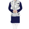 Men's Solid Plain Kurta Payjama Pajama with Printed Flower Koti Nehru Modi Jacket