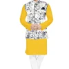 Men's Solid Plain Kurta Payjama Pajama with Printed Flower Koti Nehru Modi Jacket