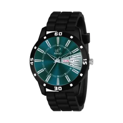 PIRASO Analog Day & Date Turquoise Dial & Black Mesh Watch for Men