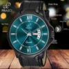 PIRASO Analog Day & Date Working Display Turquoise Dial & Black Strap Watch for Men