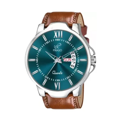 PIRASO Analog Day & Date Turquoise Dial Watch for Men