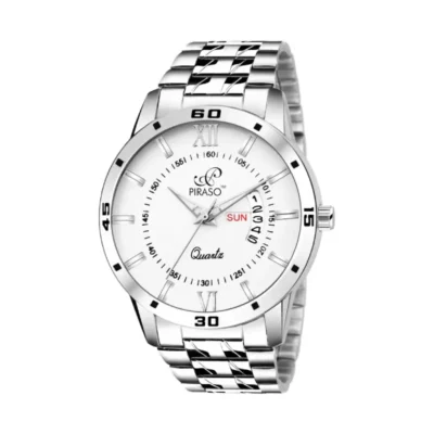 PIRASO Day and Date Analog Watch for Men - White Dial