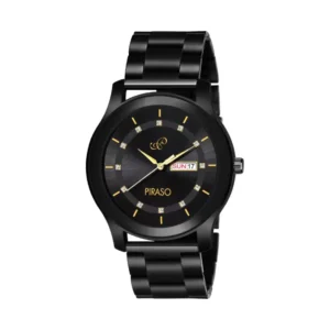 PIRASO Elite Men Black Stainless Steel Analog Watch - Grandeur in Black