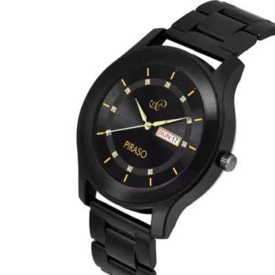Alternative view of PIRASO Elite Men Black Stainless Steel Analog Watch - Grandeur in Black