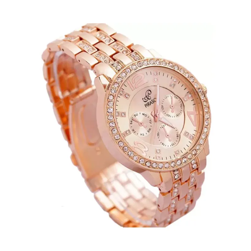 PIRASO Zuperia Diamond Studded Rosegold Analog Watch For Women PIRASO Zuperia Diamond Studded Rosegold Analog Watch For Women