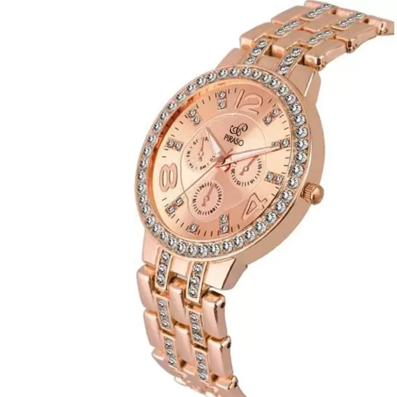 PIRASO Zuperia Diamond Studded Rosegold Analog Watch For Women PIRASO Zuperia Diamond Studded Rosegold Analog Watch For Women - Image 2