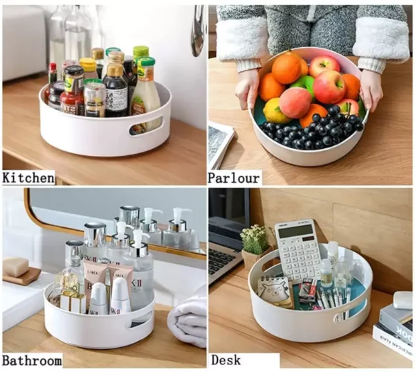 360° Rotating Organizer Tray - Multifunctional Kitchen & Cosmetic Organizer - Image 3