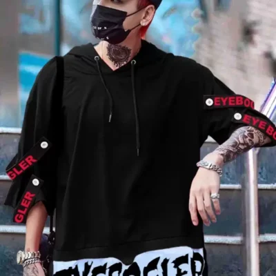 Shopsy Men's Printed HoodNeck Black T-shirt