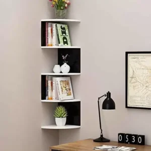 Shopsy Wooden Zig Zag Corner Shelf - Stylish and Functional