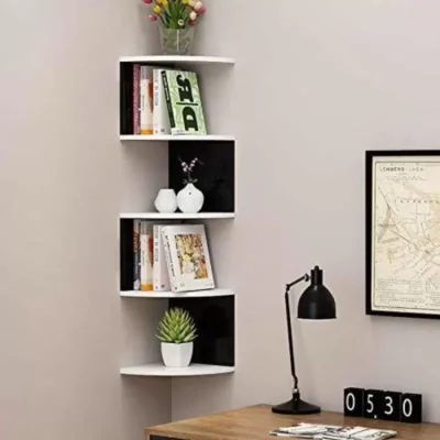 Shopsy Wooden Zig Zag Corner Shelf - Stylish and Functional