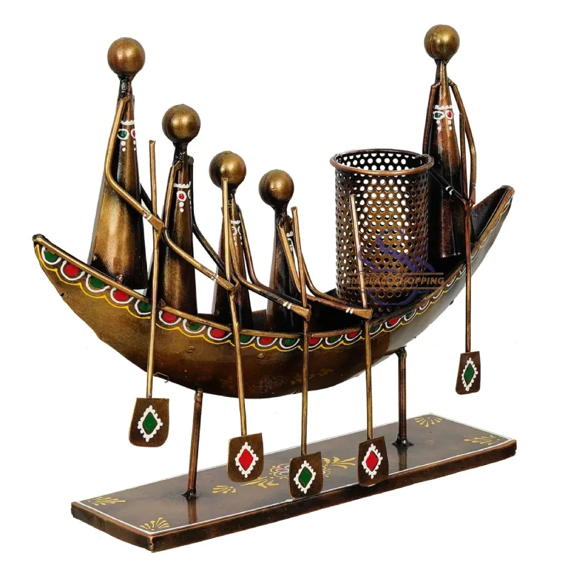 Shopsy Handcrafted Iron Boat Pen Stand Antique Metal Pencil Holder for Desk Decor Shopsy boat pen stand