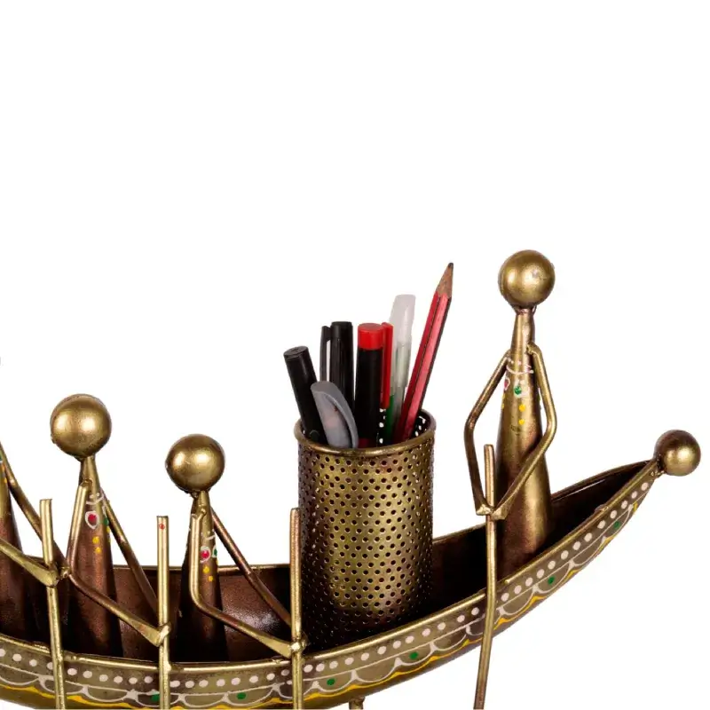 Shopsy Handcrafted Iron Boat Pen Stand Antique Metal Pencil Holder for Desk Decor Shopsy boat pen stand