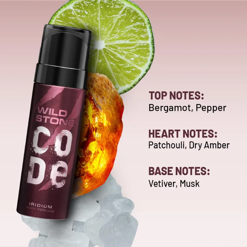 Wild Stone CODE Iridium Body Perfume 150ml No Gas Long Lasting Spray wild stone code iridium body perfume