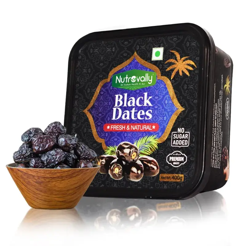 NutroVally Premium Black Dates 400g Natural Dry Khajur nutrovally black dates
