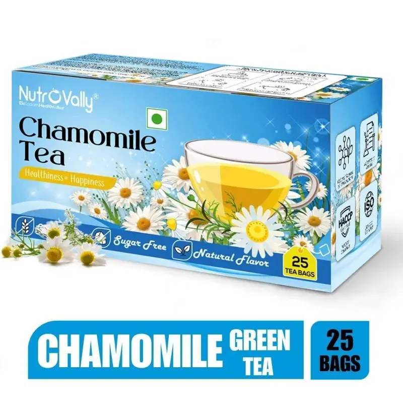 NutroVally Chamomile Green Tea 25 Tea Bags for Relaxation nutrovally chamomile tea
