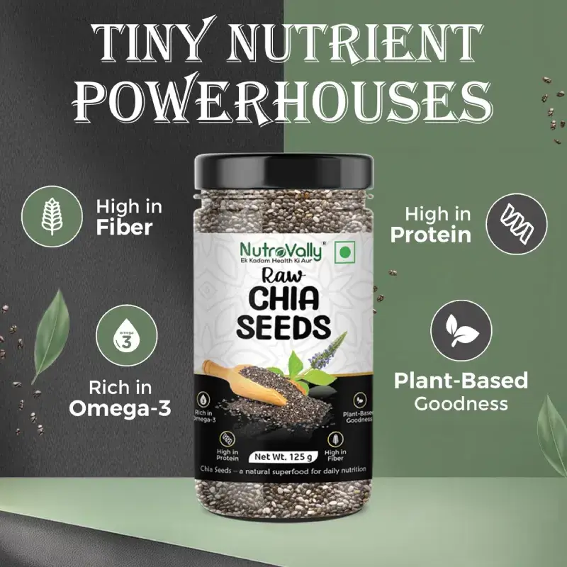 NutroVally Chia Seeds 125g Omega 3 & High Fiber Superfood nutrovally chia seeds